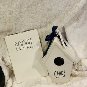 Rae Dunn bird house and notebook